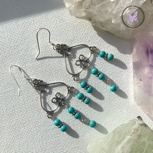 Turquoise Silver Chandelier Earrings